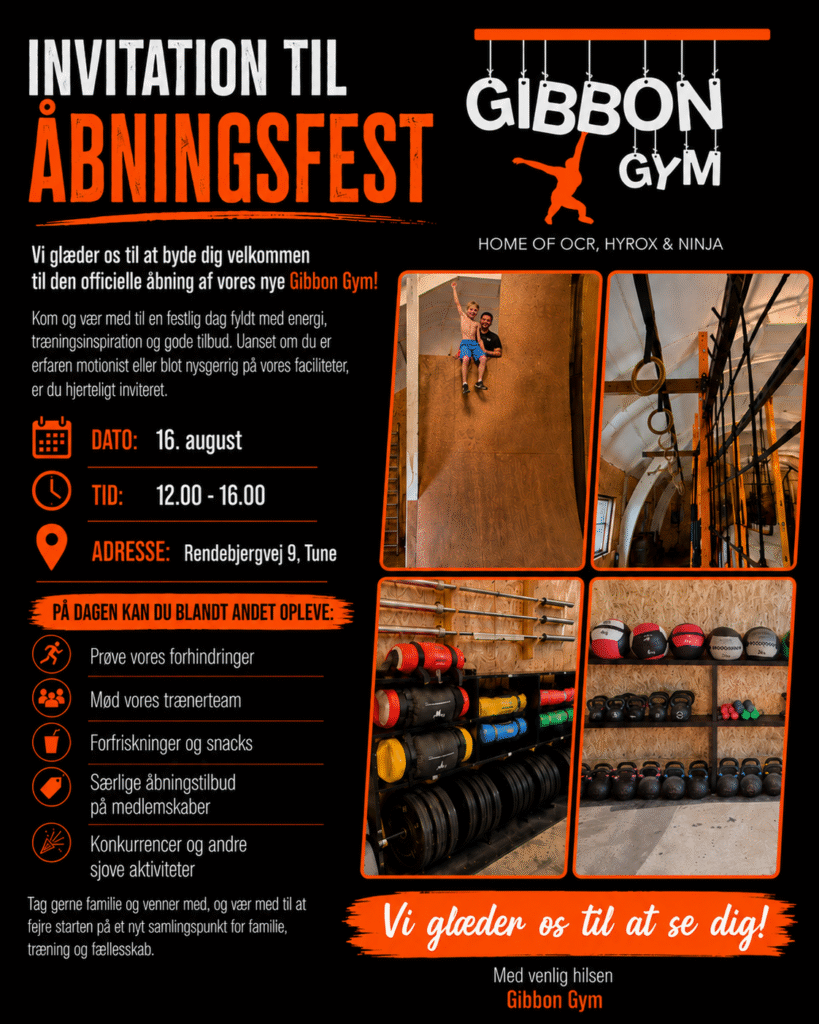 Åbningsfest gibbon gym 2026 invitation